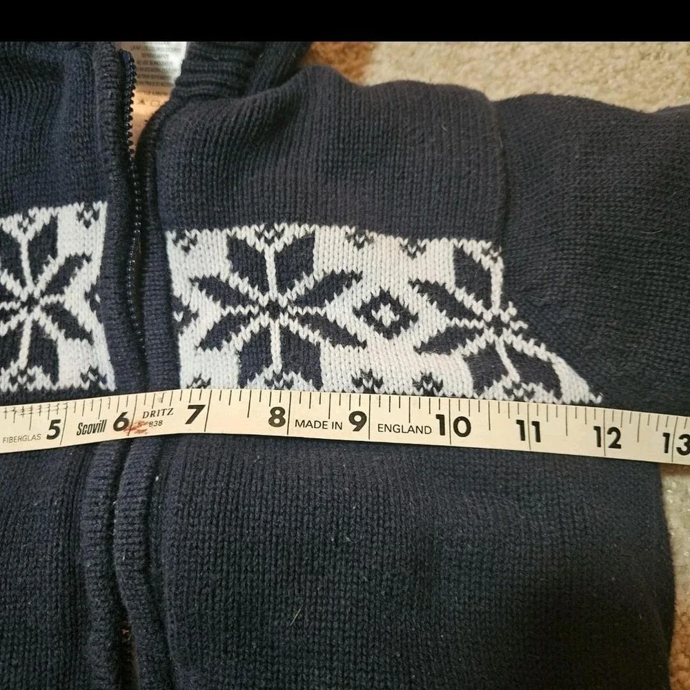 Vintage Absorba Navy Snowflake Sweater Zipper Hooded Kids 2T